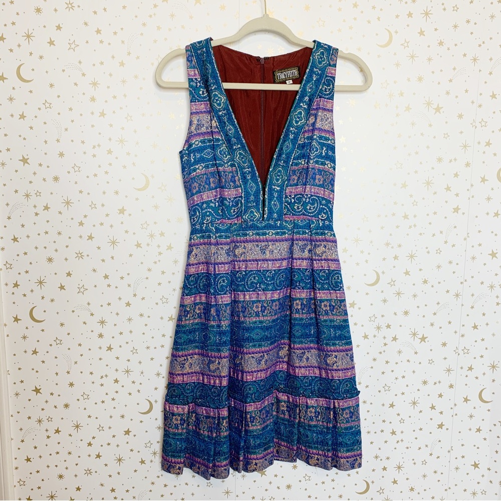 Vintage Tracy Feith Patterned Deep Neckline Dress